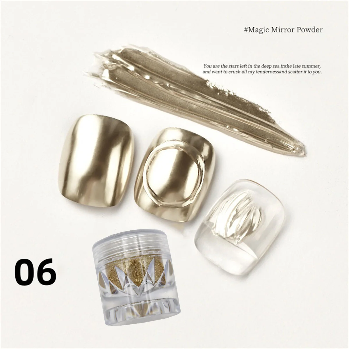 1/8 stuks hoge diamant fles magische spiegel poeder zilver rose goud heldere wrijving coating nagellak lijm nail art creatie K2Y ﻿