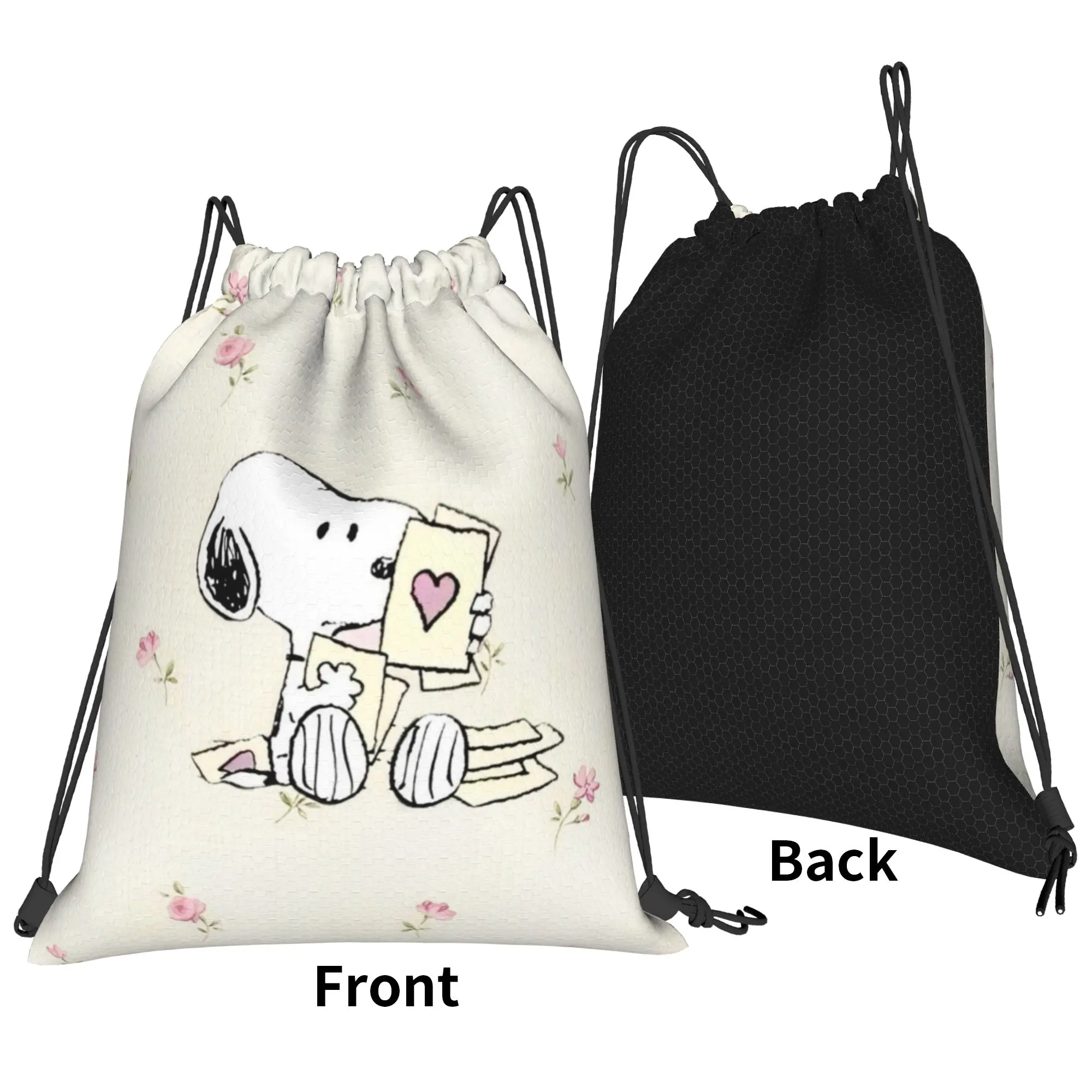 S-Snoopys Loving Gesture Backpack Drawstring Sports Bags Gym Bag Water Resistant String Sackpack for Cycling 36cm (W) x 43cm (H)