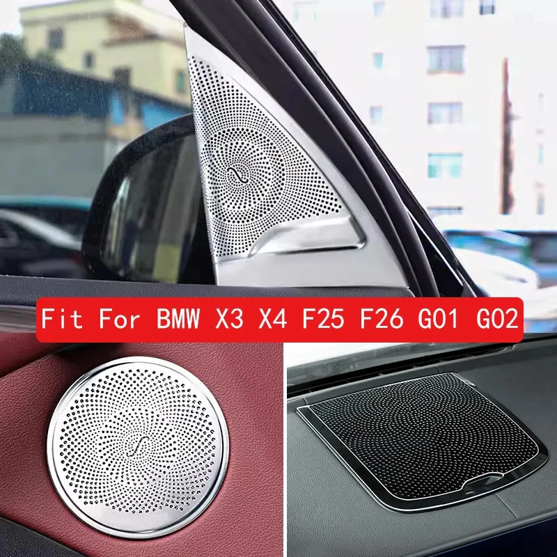 

For BMW X3 X4 F25 F26 G01 G02 Steel Car Inner Front Rear Door Audio Speakers Stereo Decorate Cover Auto interior accessories