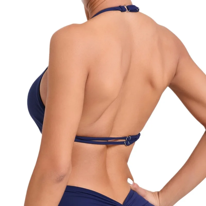 Hang Neck Women's Nude Yoga Bra Adjustable Double Buckle Neckband Beautiful Back Sports Bra Quick-dry Running Fitness Gym Bra