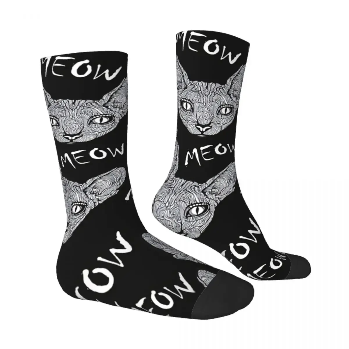 Hip Hop Retro Sphynx Cat Crazy Men's Socks Skull Unisex Harajuku Pattern Printed Novelty Happy Crew Sock Boys Gift