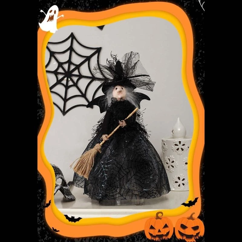97QCハロウィーン装飾魔女人形のためのデスクトップ飾りのためのクリエイティブパーティーのための装飾小道具