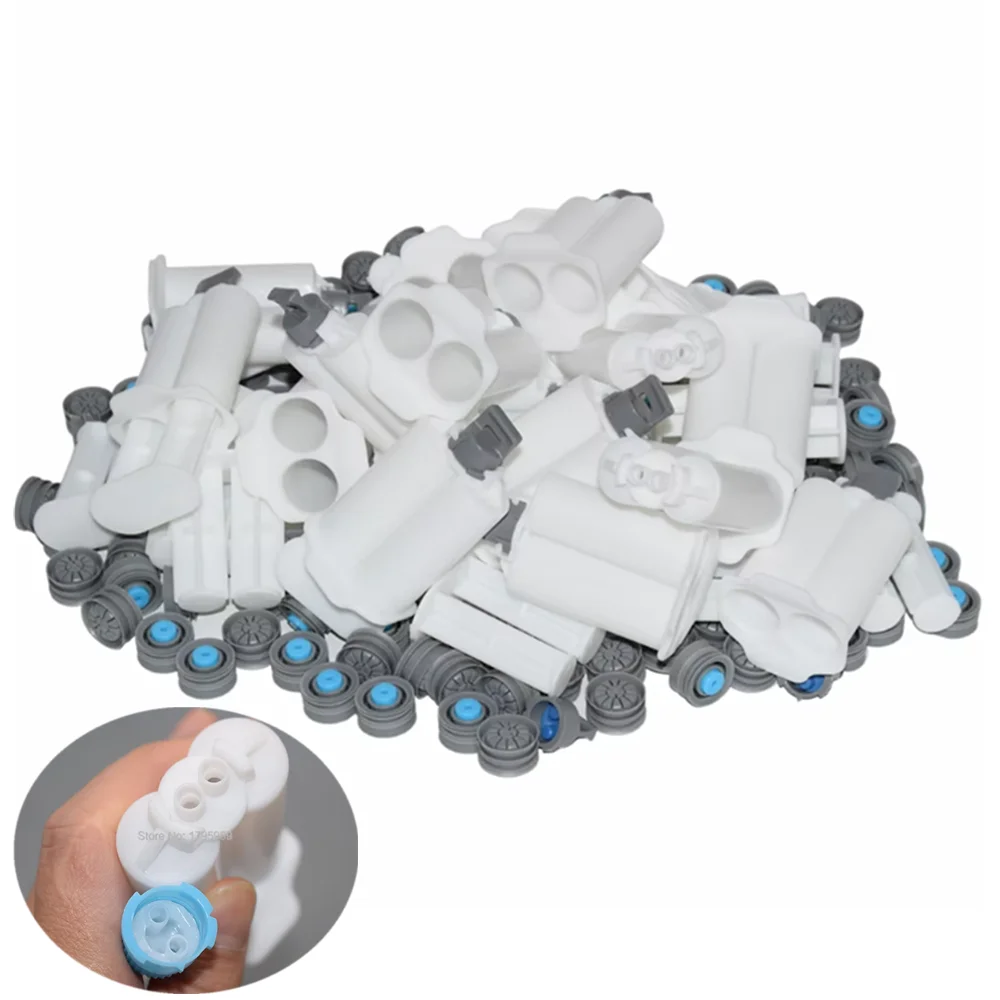 

500pcs Adhesive Cartridges 25ml Empty Dual-Barrel 1:1 AB Glue Tube Syringe Hand Plunger with Resealable Cap and Sealing Pistons