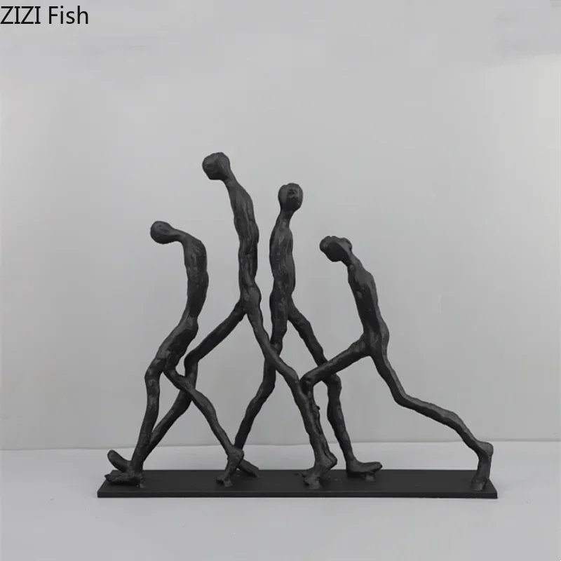 Cast Iron Abstract Figure Ornaments Living Room Display Decoration Crafts Home Accessories Figure Sculptural Statues Figurines