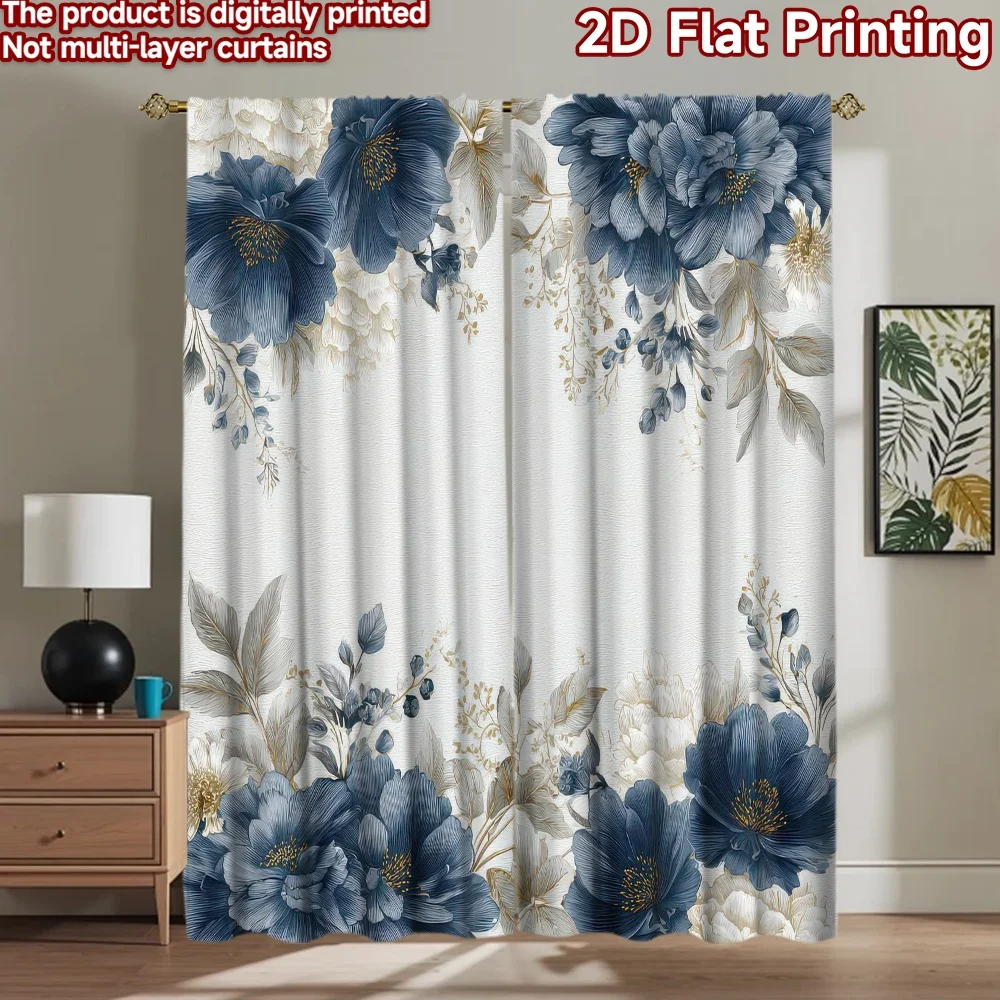 

1pc 2D flat Photography Backdrop Photography Banner Blue Floral Arrangement 100% Polyester Birthday Party Use for Suitable for