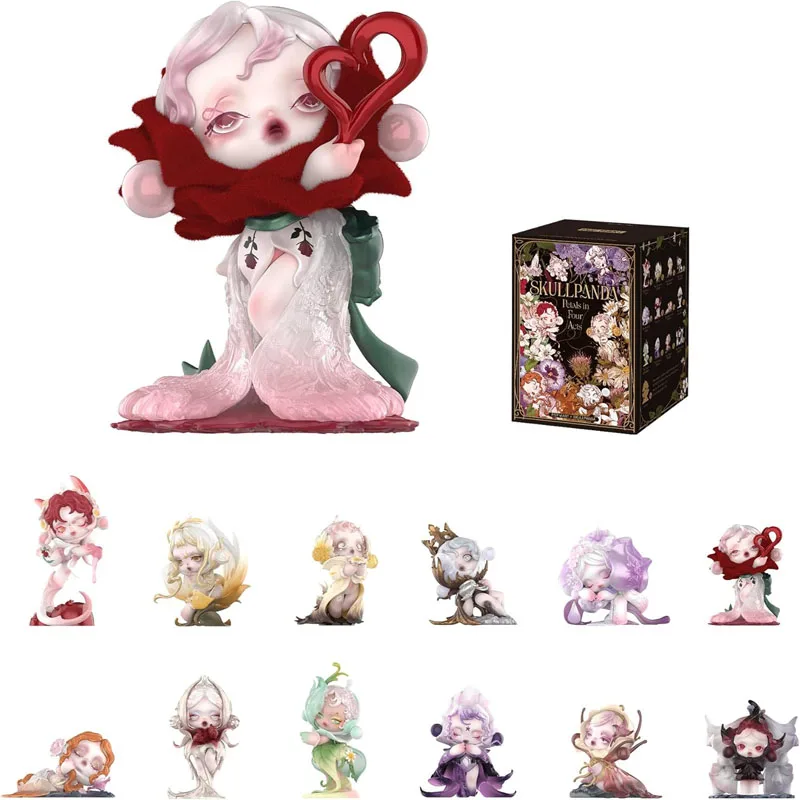 

POPMART SKULLPANDA Petals In Four Acts Series Blind Box Genuine Toys Kawaii Anime Action Figure Guess Bag Doll Mystery Box Gifts