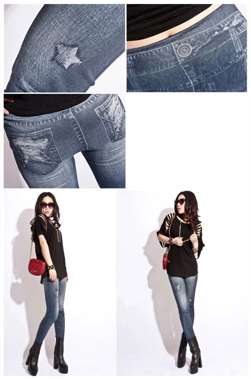 DOIAESKV Damen Skinny Denim Leggings Dehnbare Slim Leggings Bequeme Mode Sexy Jeanshose – Detail 4