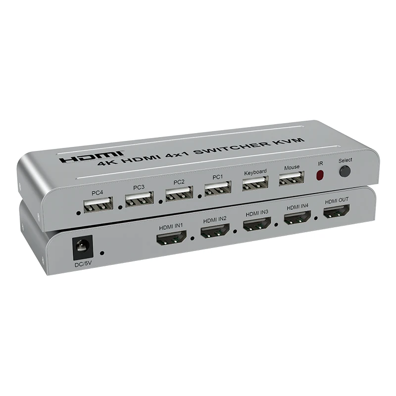 

4x1 HDTV USB Switcher with 4K*2K@30hz Audio & Video 4 Ports HDMI Output 1 HDMI Input