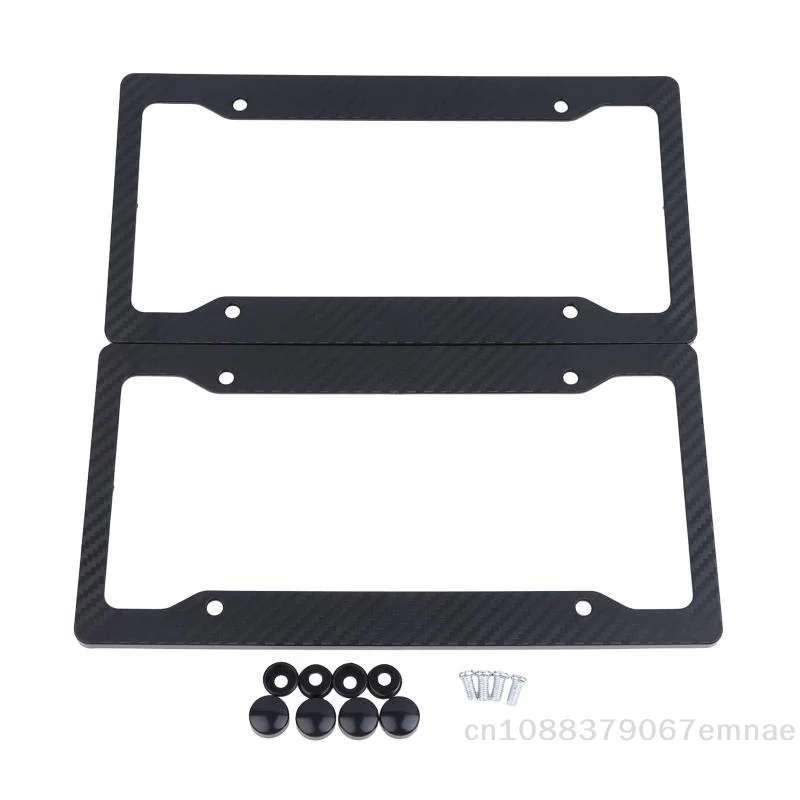 

[ZYAS]1/2Pcs Universal License Plate Frame Carbon Pattern Plastic License Plate Frame Bracket With Standard Screw Kits