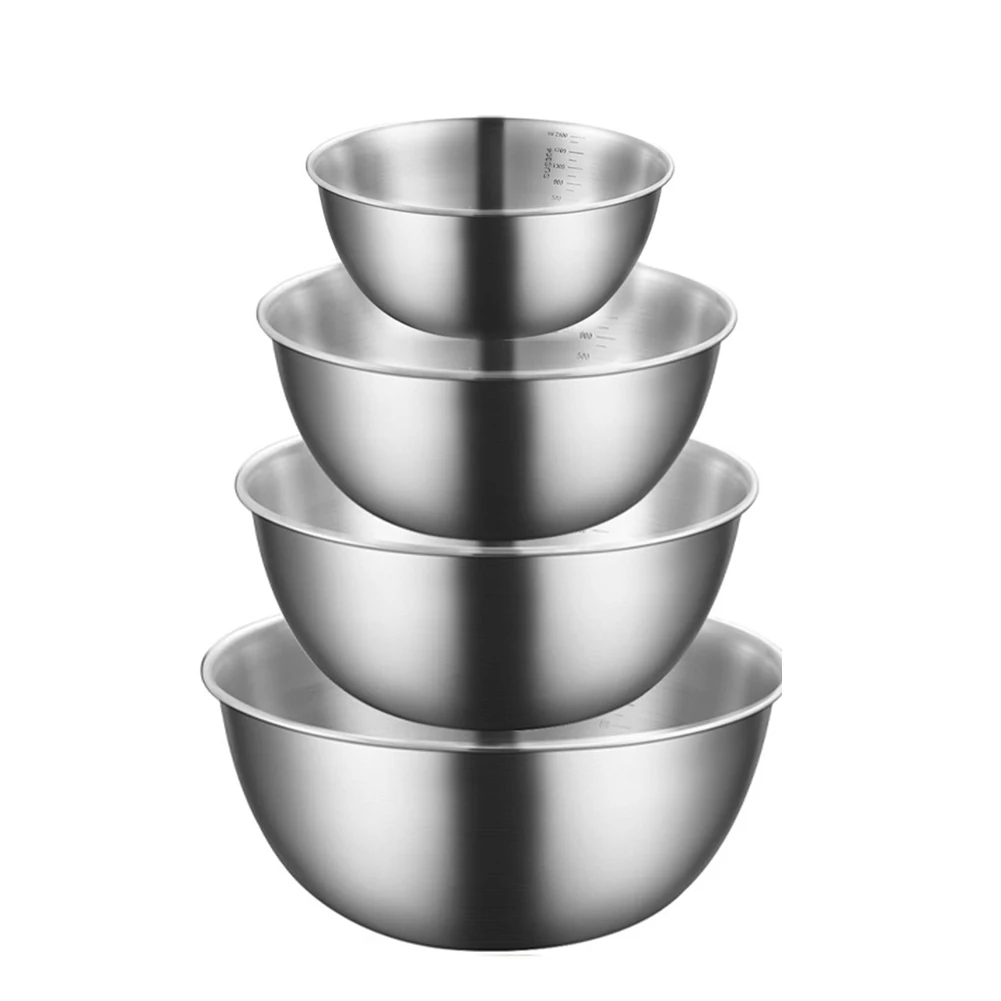 Juego de 4 Tazones de Acero Inoxidable de 16 cm, 19 cm, 22 cm y 24 cm, Tazones para Mezclar, Juego de Tazones para Mezclar, Medición Precisa, Herramientas de Fácil Limpieza