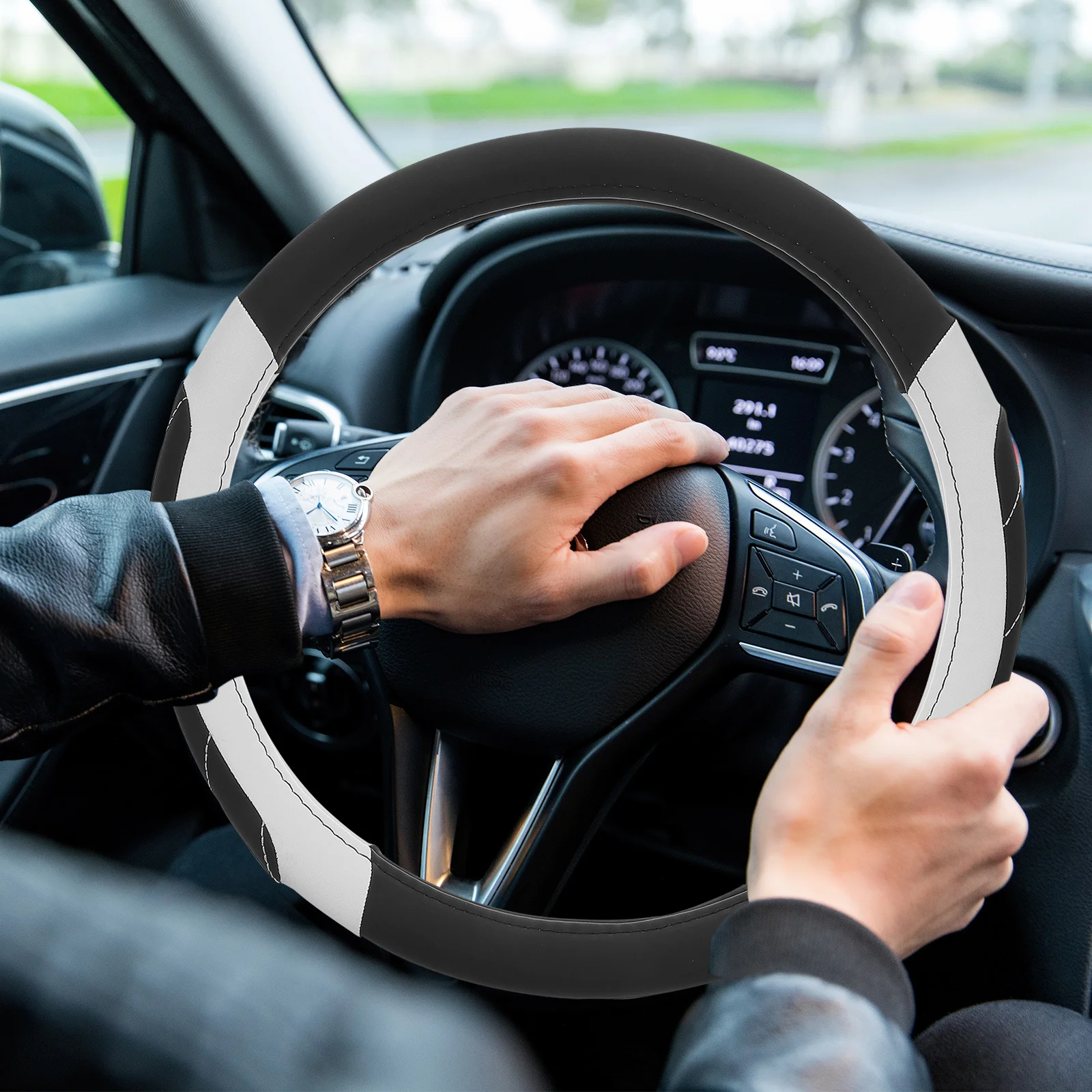 

Microfiber Steering Wheel Cover Durable Scratch-Resistant Car Wheel Cover for Men Women Black Car Accessories