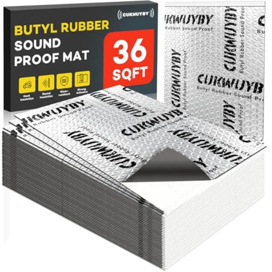 

Sound Deading Material for Cars, 80mil 2mm 36 sqft (3.4 sqm) Car Sound Deadening Mat, Butyl Automotive Sound Deadener, Noise In