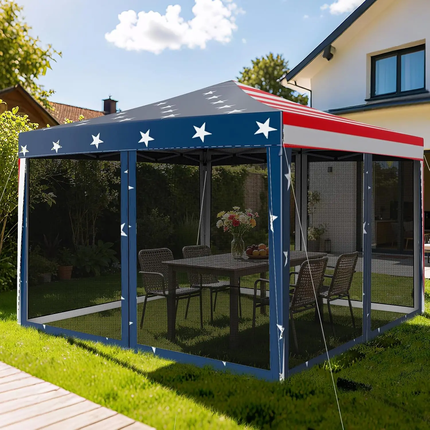 10 FT x 10 FT Pop-Up Canopy Tent, Easy Setup Instant Folding Shelter w/Mesh Netting, Carry Bag, 8 Stakes & 4 Ropes, Height Adjus