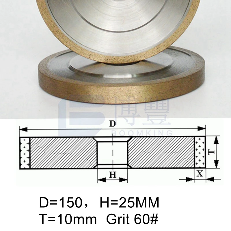 Sintered Diamond grinding wheel,Disc,150*25-10 Grit 40/60/80/100/150/240# Used on gemstone calibrating machine.