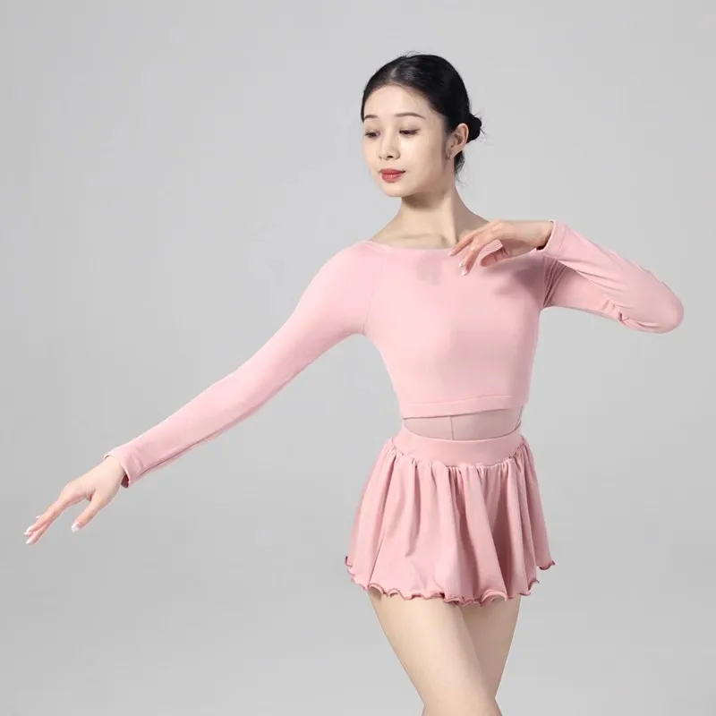 Costume d'entraînement de Ballet pour adultes, tricot, examen pour femmes, haut et short de danse modernes à manches longues