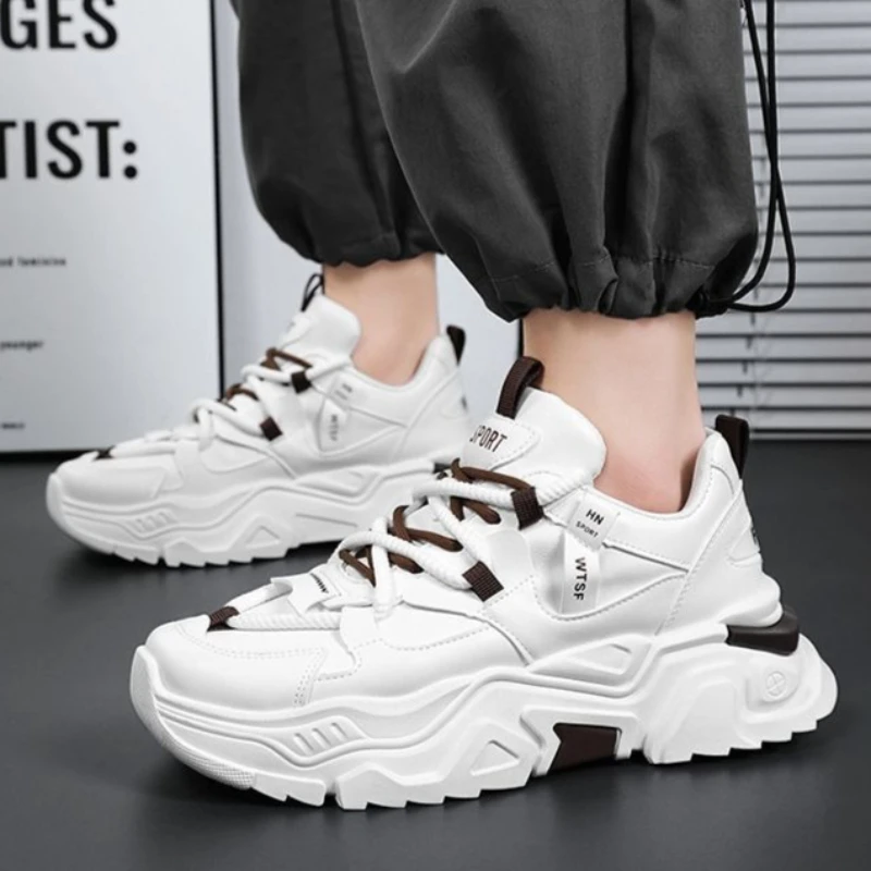 

2025 Autumn Men's Breathable Retro Chunky Elevating Sneakers Casual Sportswear with Thick Sole Trendy Design Shoes