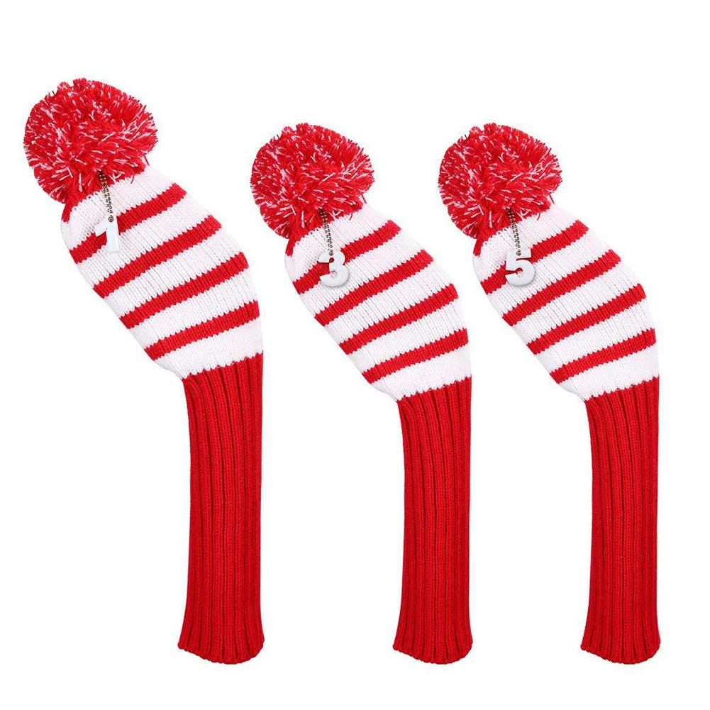 

Wear-Resistant Black/Red Golf Club Cover, Knitted Head Cover, Black