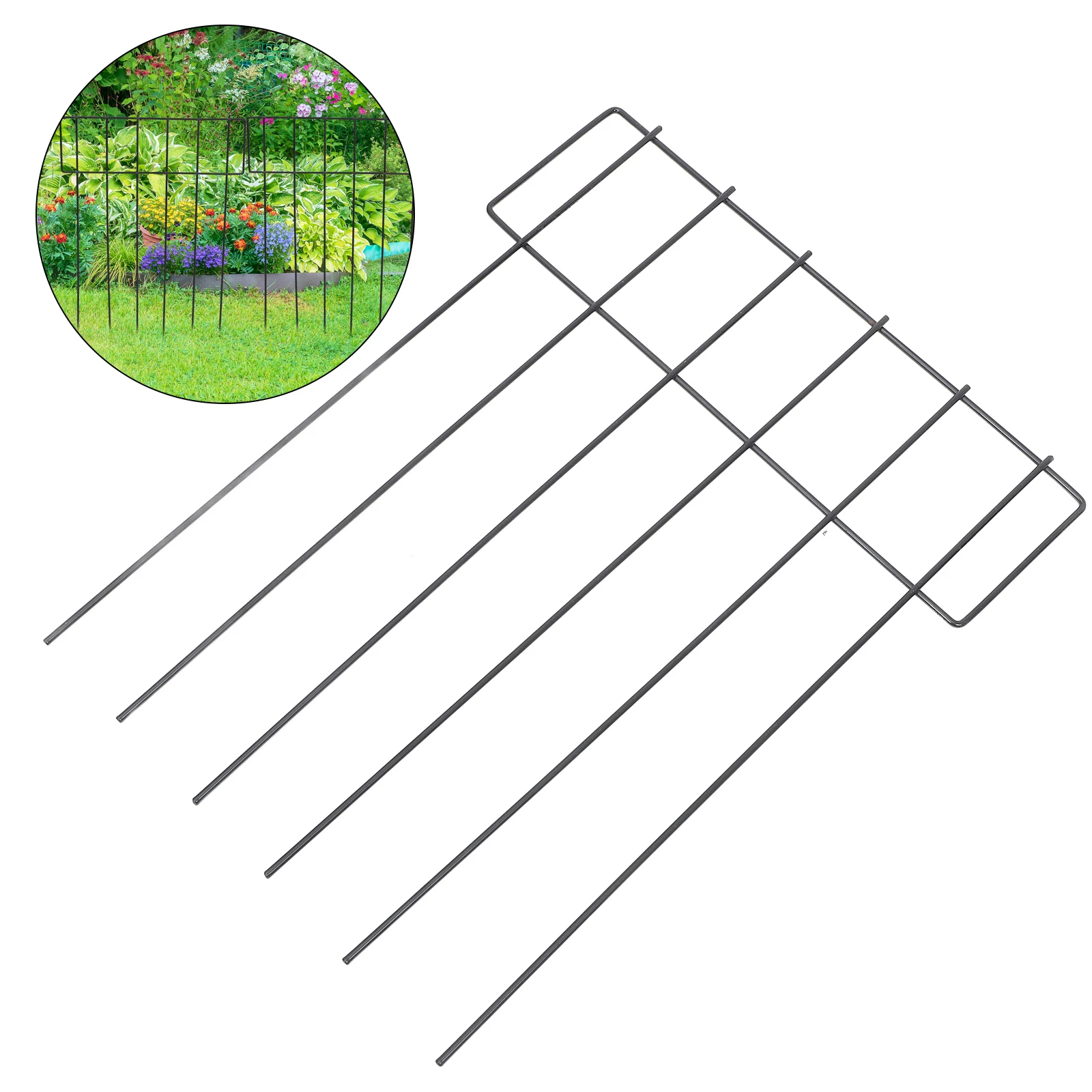 

5Pcs Animal Proof Garden Fence Iron Mesh Yard Edging Border No Dig Setup for Lawn Orchard Decorative Landscaping Barrier