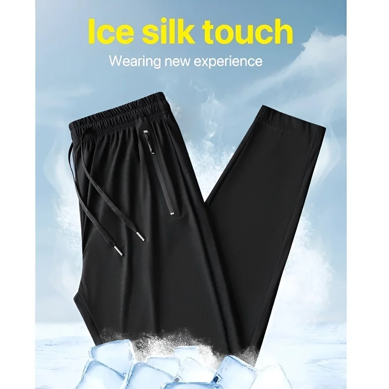 Sutra Es Cepat Kering Pria Kasual Dengan Ritsleting