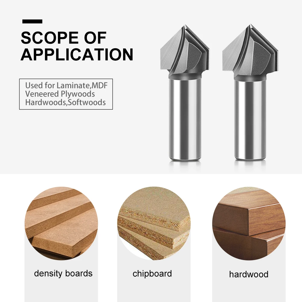 1pc 6mm 12mmShank 90 Degree V-type Milling Cutter Wall Flanging Router Bit Trimming Engraving Machine Cutter Woodworking Tools