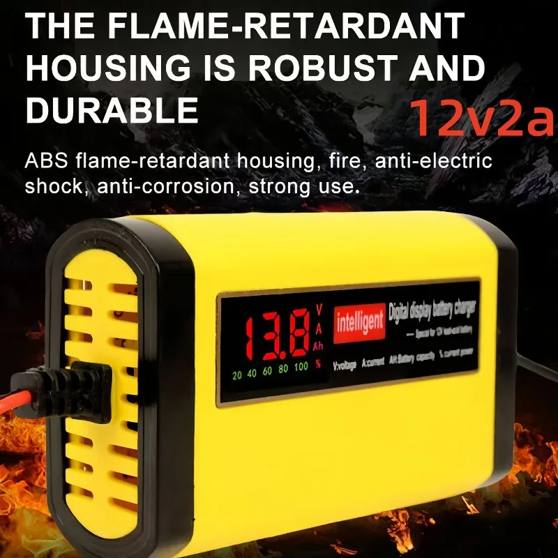 12V 2A Smart AGM GEL Lead Acid GEL Water Dry Battery Charger for Motorcycle E-bike Scooter AC110V-240V EU AU US UK charge plug