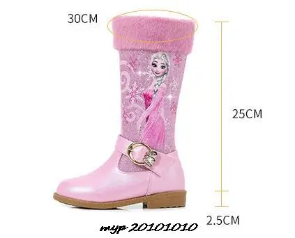 Disney Elsa Princess Long Boots Girls High-heeled Autumn And Winter Warm Boots Children Sequins Snow Shoes Frozen Boots Gift