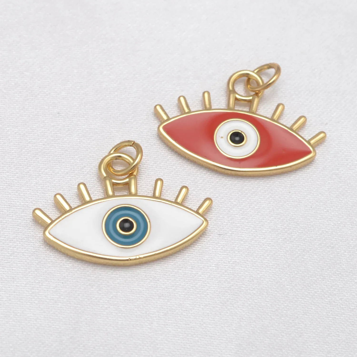 15 Pcs Ancient Greek Devil Eye Pendant Diy Necklace Earring Bracelet Accessories Copper Plated Jewelry Enamel Charm for Women