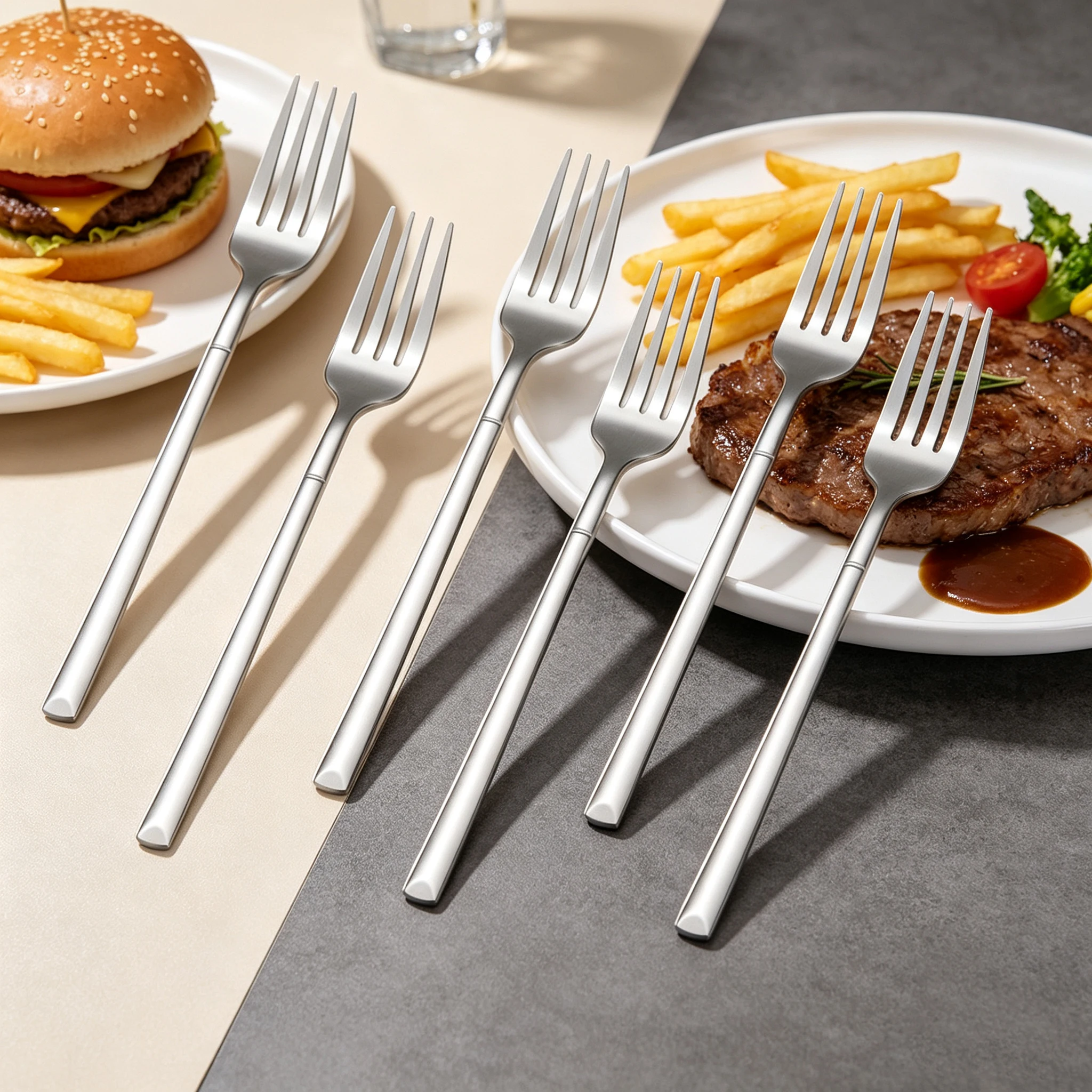 4/6/12Pcs Dinner Forks Simple Table Fork Stainless Steel Sliver Tableware Cake Snack Salad Thin Fork Mirror Western Cutlery