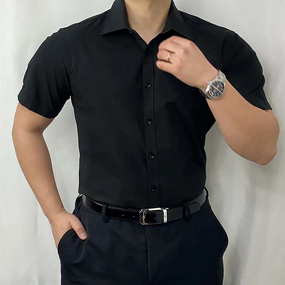 

Men's Solid Color Short-Sleeved Shirt American Retro Fashion Trend Casual Simple Loose Breathable 2025 Summer New Men's Tops