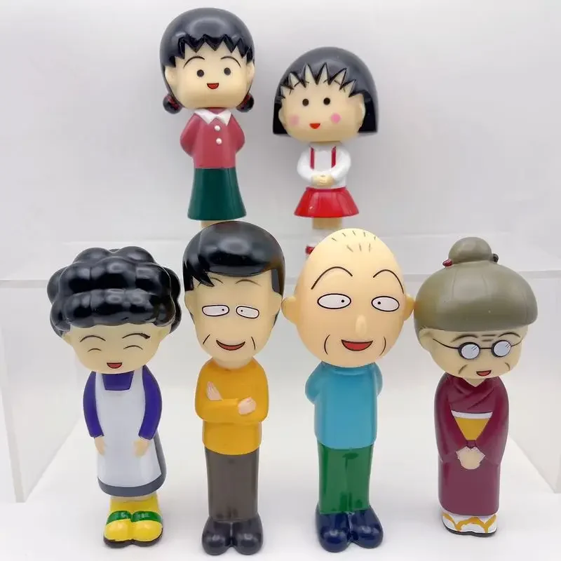 Anime Chibi Maruko Chan Dad Mother Family Pvc Action Figures bambole modelli di cartoni animati regali studenti Kawaii Hobby Toys ornamenti