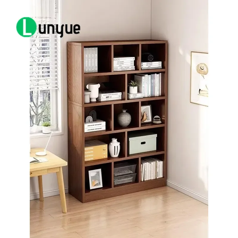 Deluxe PVC Bookshelf Storage Rack Floor to Ceiling Small Cabinet Wall Mounted Display Shelf for Living Room Home Organization