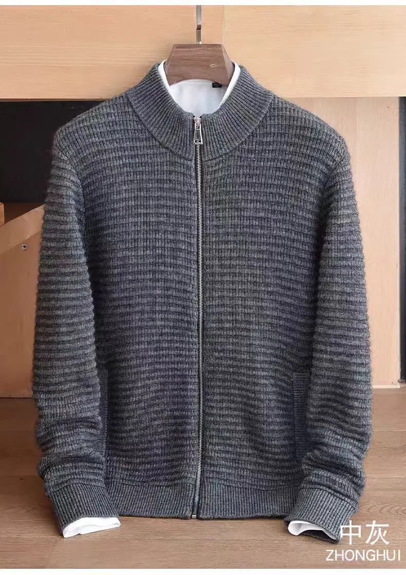 100% pure cashmere sweater cardigan knitted jacket thickened winter high-grade loose sweater