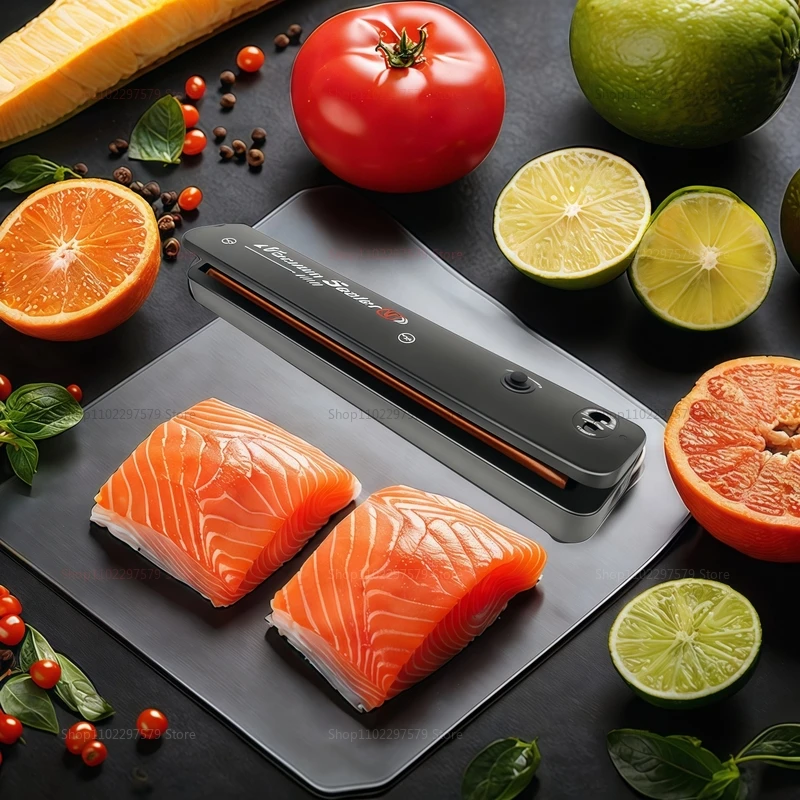 220V 110V Electric Vacuum Sealer Machine Food Saver for Home Kitchen with Vacuum Bags Black Compact Fresh Seal Food Preservation