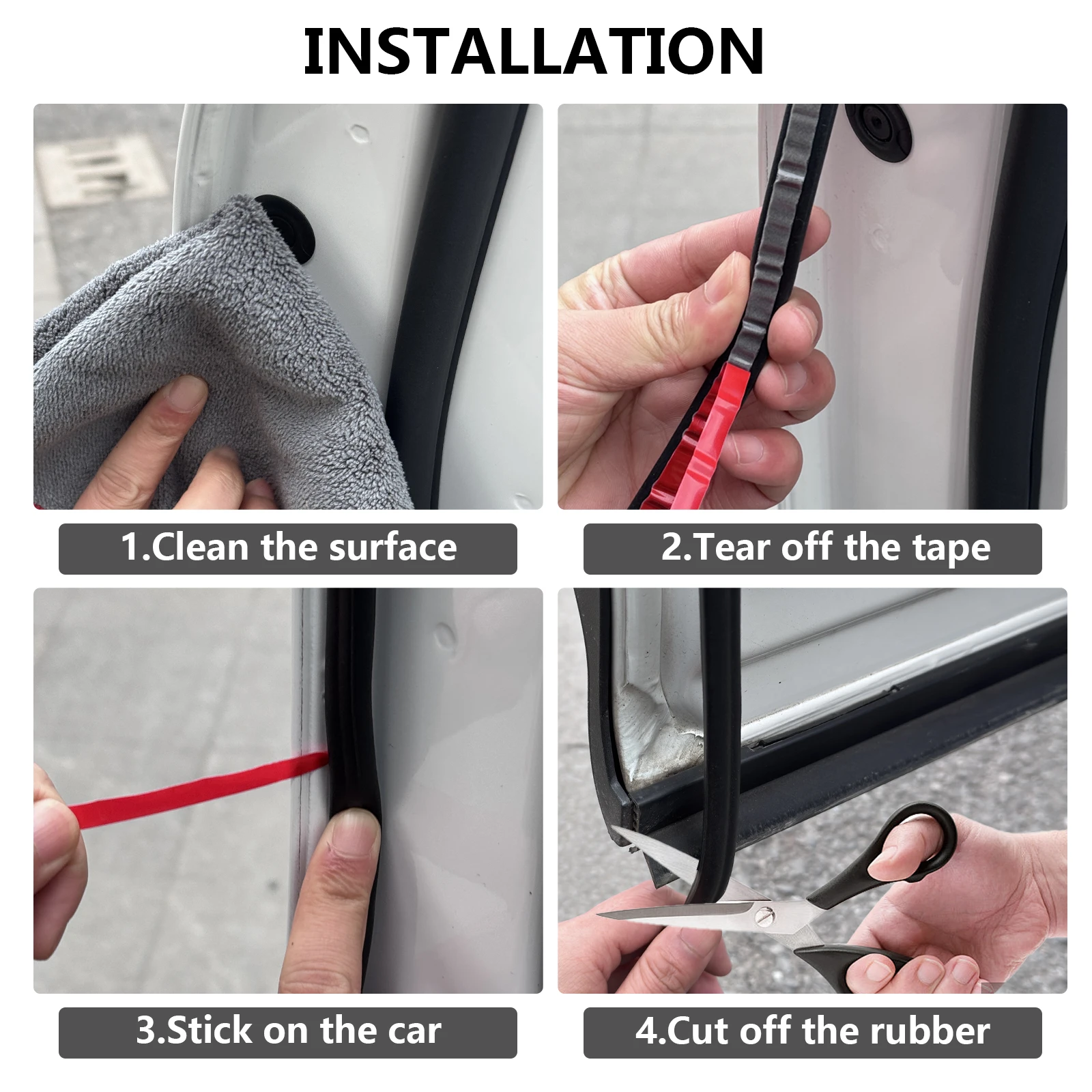 L-type Double Layer Car Door Seal Strip Rubber Noise Insulation Soundproofing Weatherstrip Protector Trunk Hood Edge Sticker