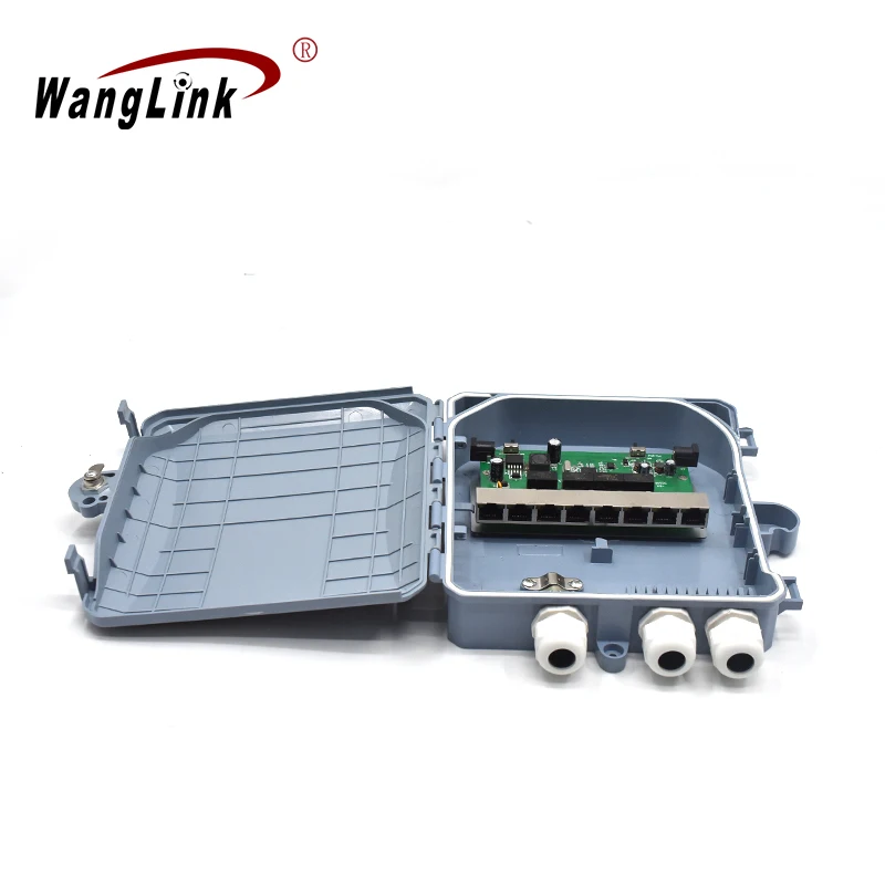 FTTH POE inverso para exteriores 10/100/1000Mbps Conmutador PoE inverso de 8 puertos con VLAN con estuche impermeable IP68