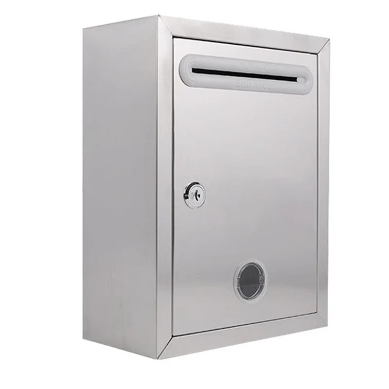 1pc Stainless Steel Mailbox Wall Mount 27x21x11cm Outdoor Rust-proof Large Letter Box Decorative for Home Office with