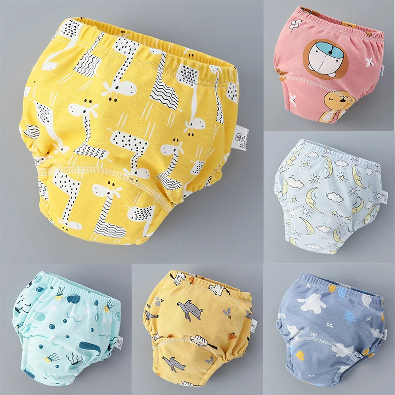 

Hot 6 Layer Waterproof Reusable Cotton Baby Training Pants Infant Short Underwear Cloth Baby Diaper Nappies Panties for Children