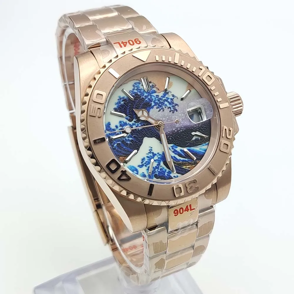 Men\'s Rose Gold Luxury Fashion Watch Full Luminous Night Dial Sapphire Glass NH35 Watch Waterproof Crown Men\'s Watch