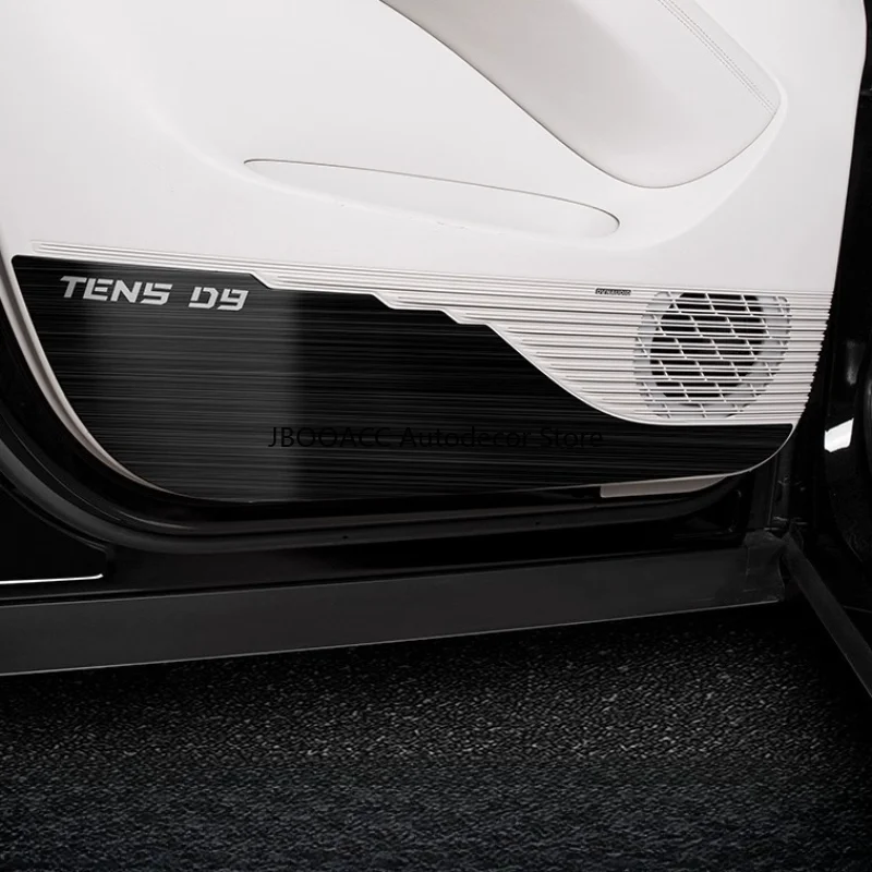 For Denza D9 Car Door Anti-kick Plate Stainless Steel Front Door Speaker Protective Cover Horn Anti-scratch Guard Interior Decor