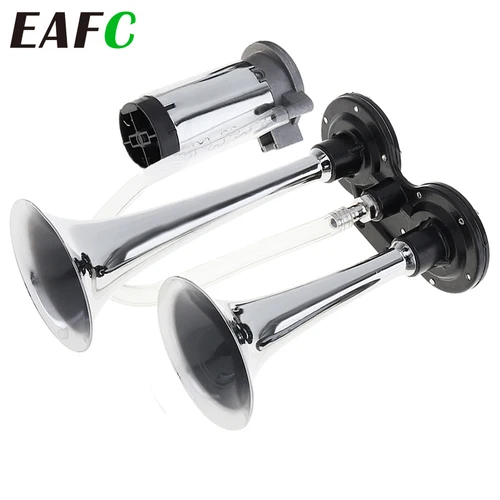 EAFC 150DB bocina de aire para coche bocina eléctrica de tono súper alto sirena de señal de bocina de aire de doble tubo adecuada para coche camión RV barco