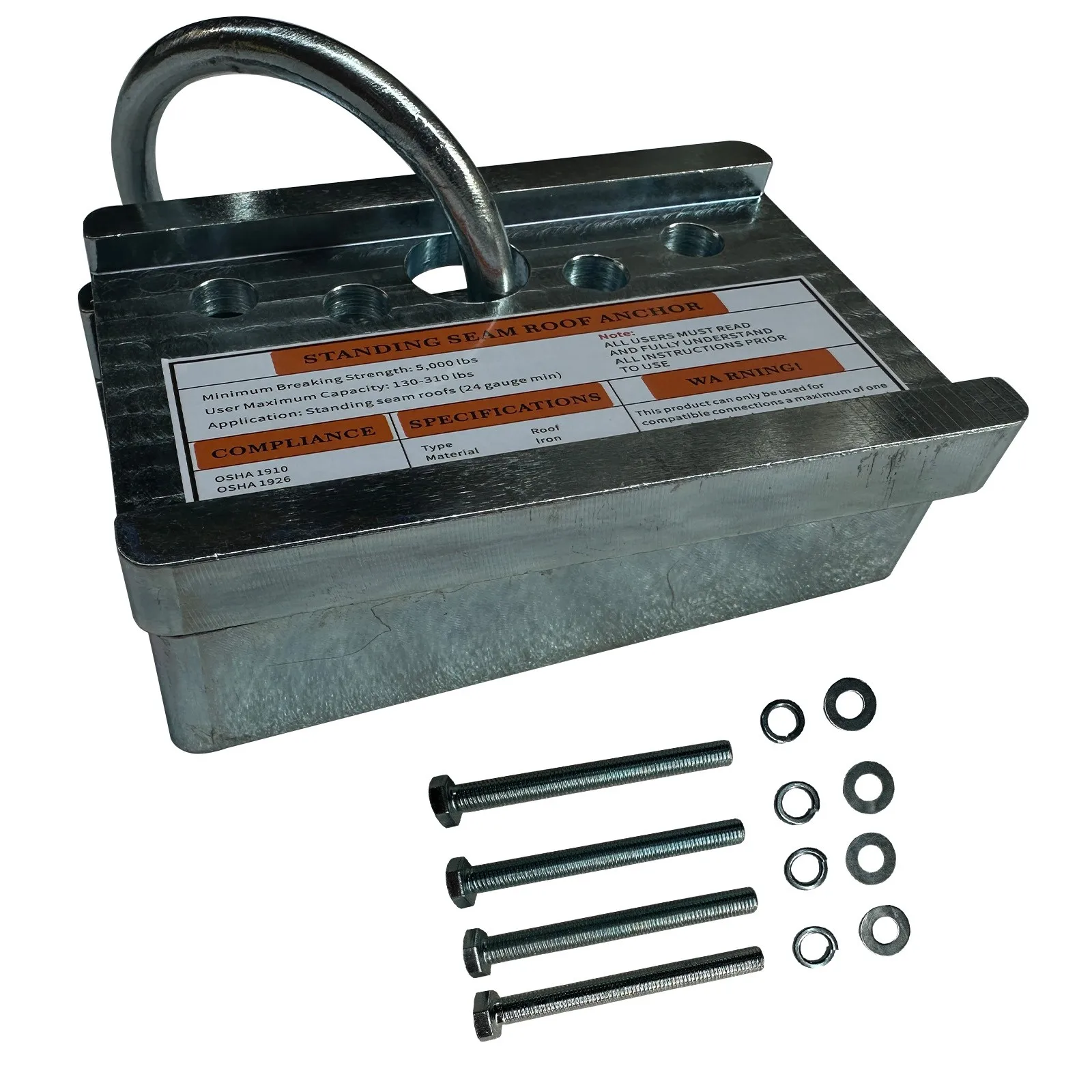 AP01 2-Way Standing Seam Roof Anchor Clamp W/ O-Ring & Bolts for 24 Gauge Metal Roofs