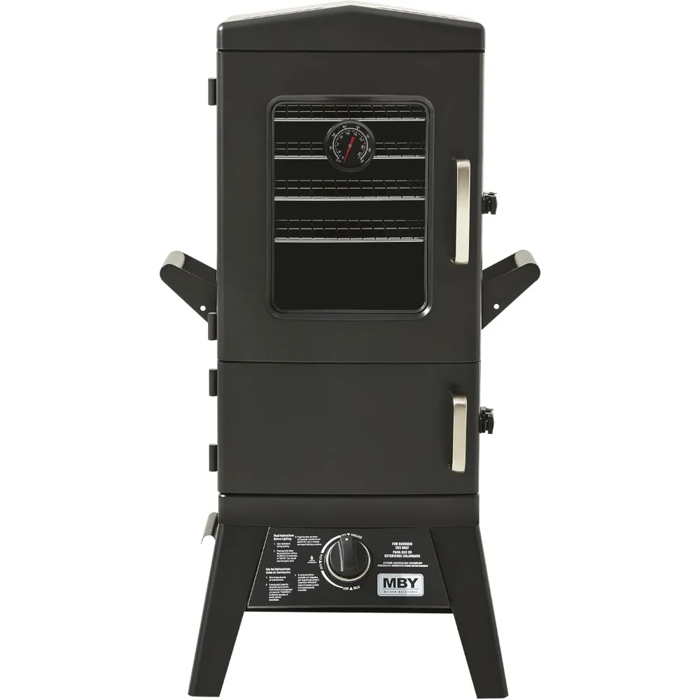 

Large Propane Smoker with Protection Cover, Vertical Gas Meat Smokers Grill Build-in Thermometer Outdoor Heavy Duty 4 Removable