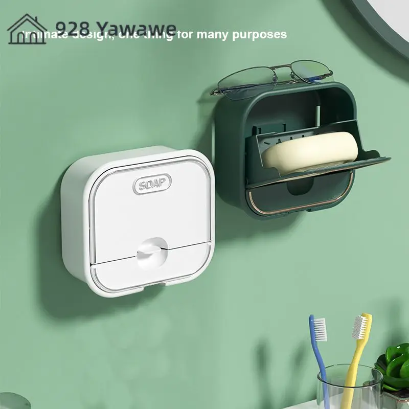 Soap Dish Flip-top Durable Toilet Autohesion Bathroom Accessories 2023 Laundry Soap Rack Easy To Clean Wall-mounted Bathroom