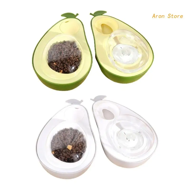 Slow Feeding Double Bowls Non-slip Base Pet Slow Feeding Dish Avocado Washable Water Feeding Tools