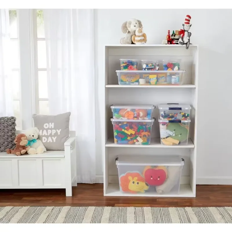 Cleverstore Clear Dorm Variety Pack, Clear Plastic Storage Bins with Built-In Handles to Maximize Storage, Great for Large