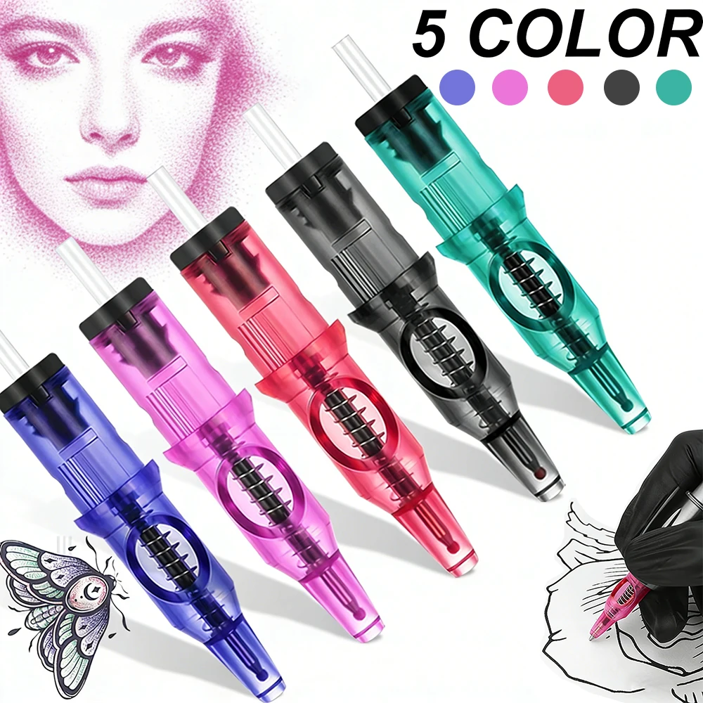 

5/10/20 шт. шариковых игл-картриджей для тату-машинок, 5 цветов, универсальные, для тренировок по рисованию, сменные аксессуары для тату-машинок