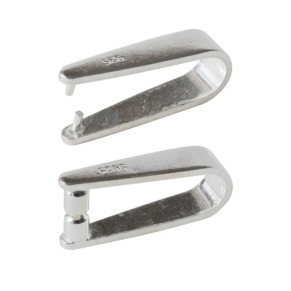 Sterling Silver Clip On Pinch in Pendant Bail Connectors Clasp Slider for Jewelry Making