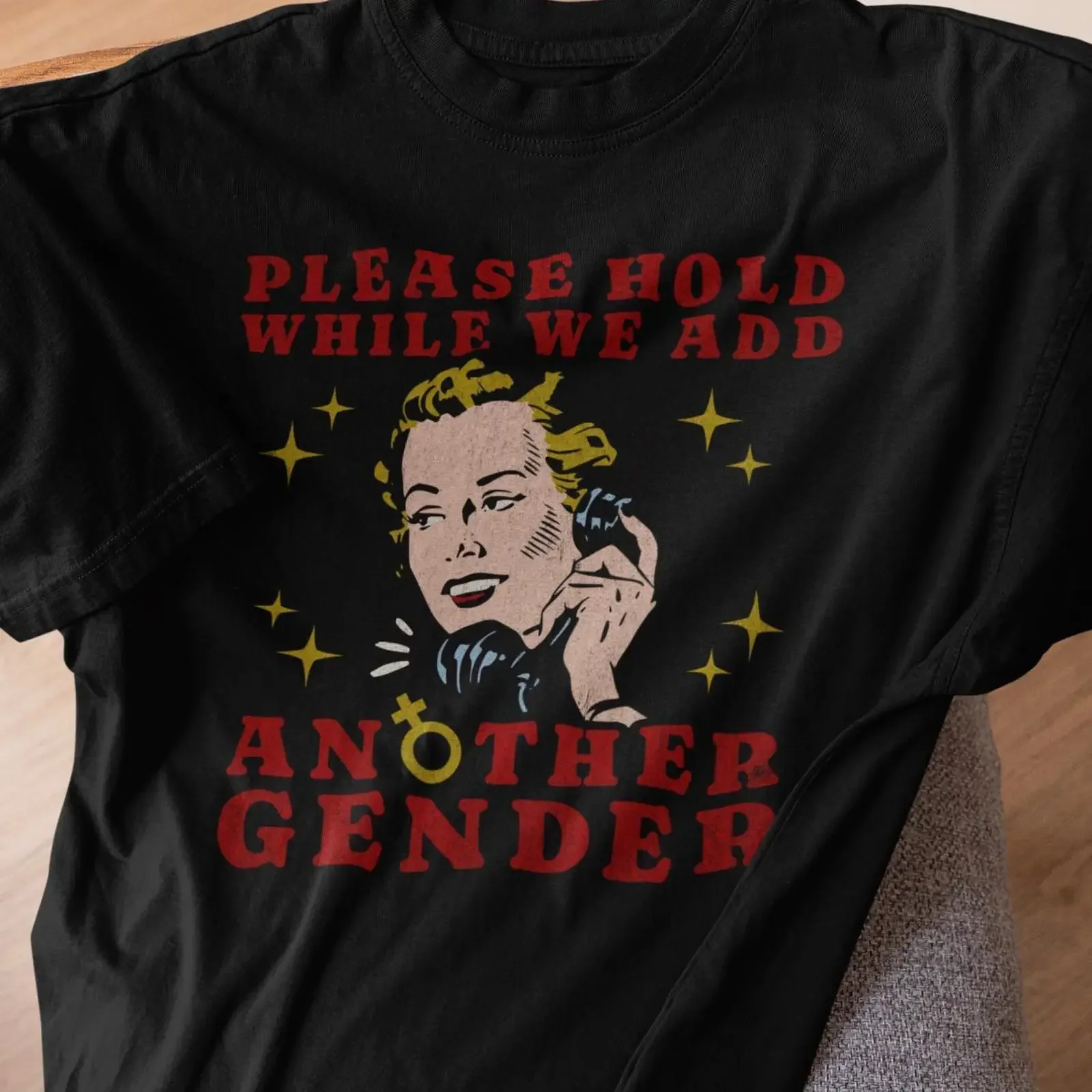 Please Hold While We Add Another Gender T Shirt LGBTQ Trans Rights Nonbinary Equality Funny Retro Pride vintage Washed graphic