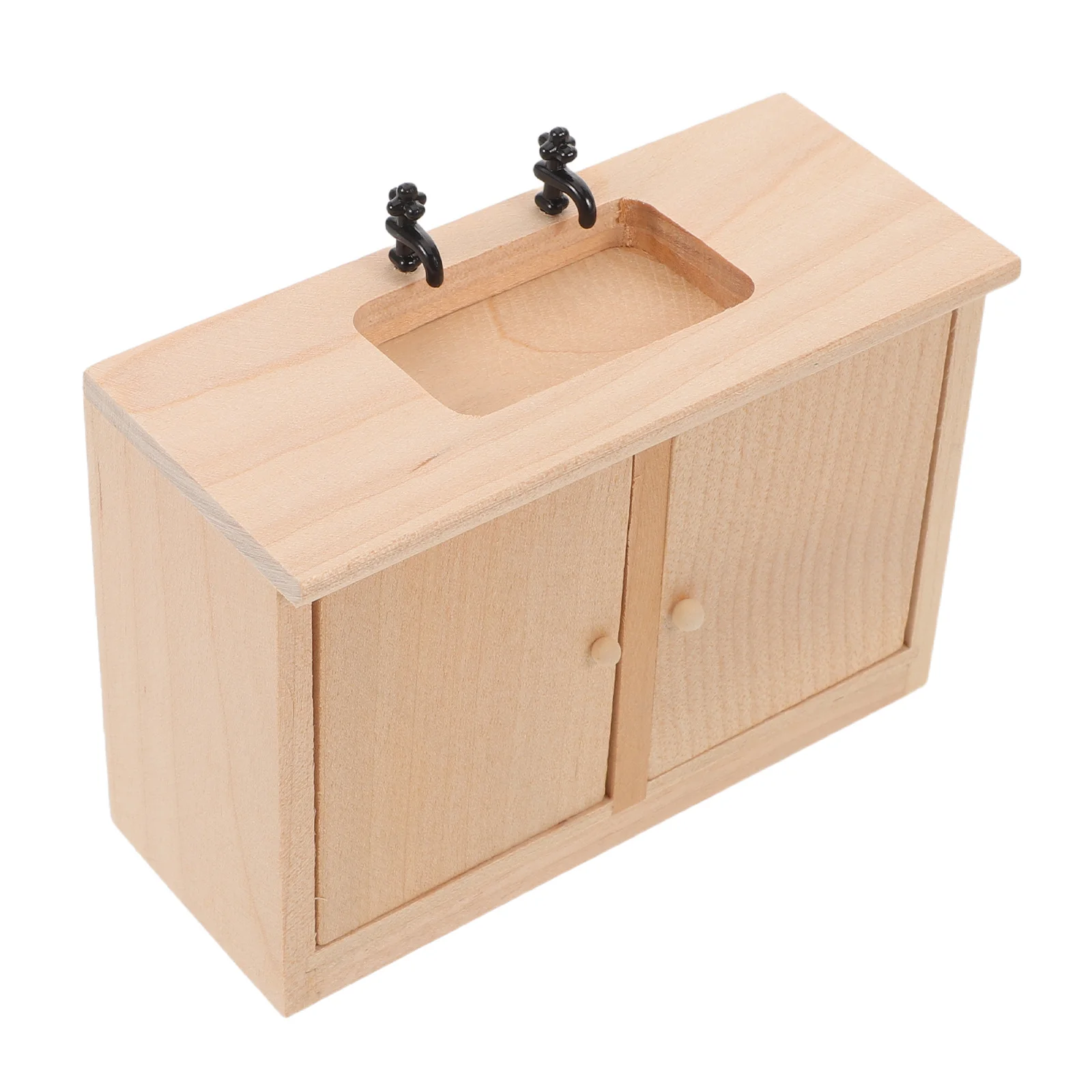 

Miniature Bathroom Furniture 1/12 Scale Wooden Wash Basin Cabinet For Dollhouse Kitchen Sink Setup, Realistic Mini House Washing