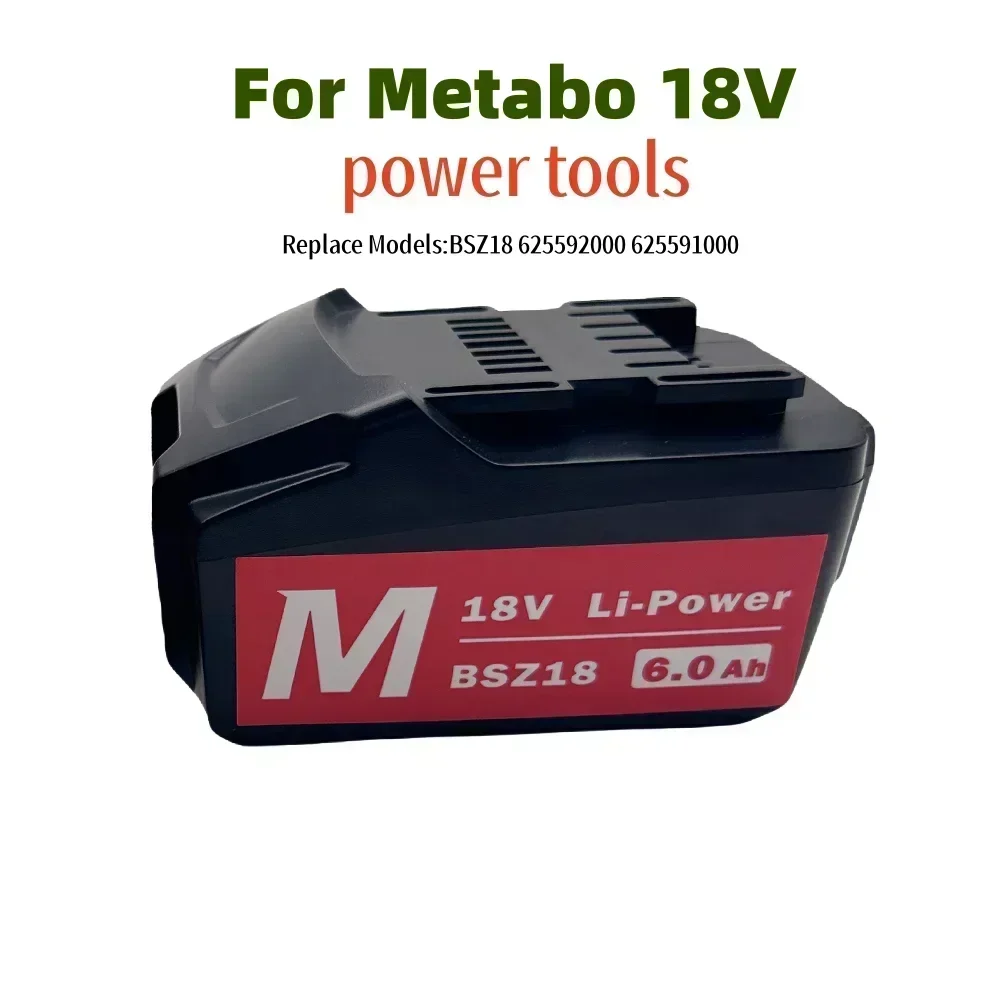 18V 6Ah 9Ah lithium battery, suitable for Metabo cordless power tools, drill bits, drivers, waterproof hammers, Asc30 Asc55